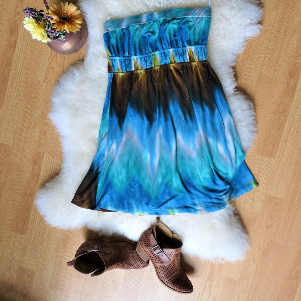 Sleeveless Tube Top Sun Dress, Tie Dye